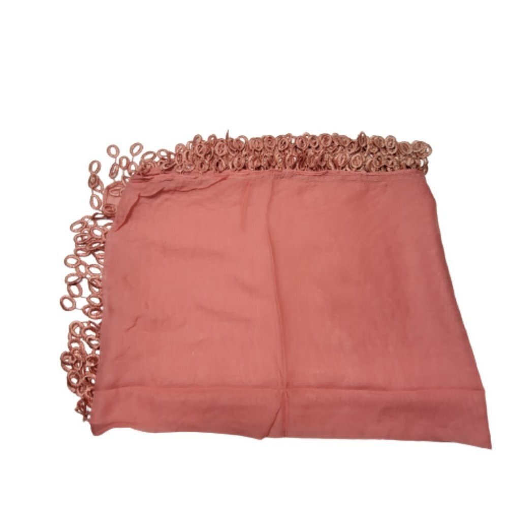 Coral Cotton Scarf Rectangular Tassels Poly and Cotton Light and Comfy- NEW